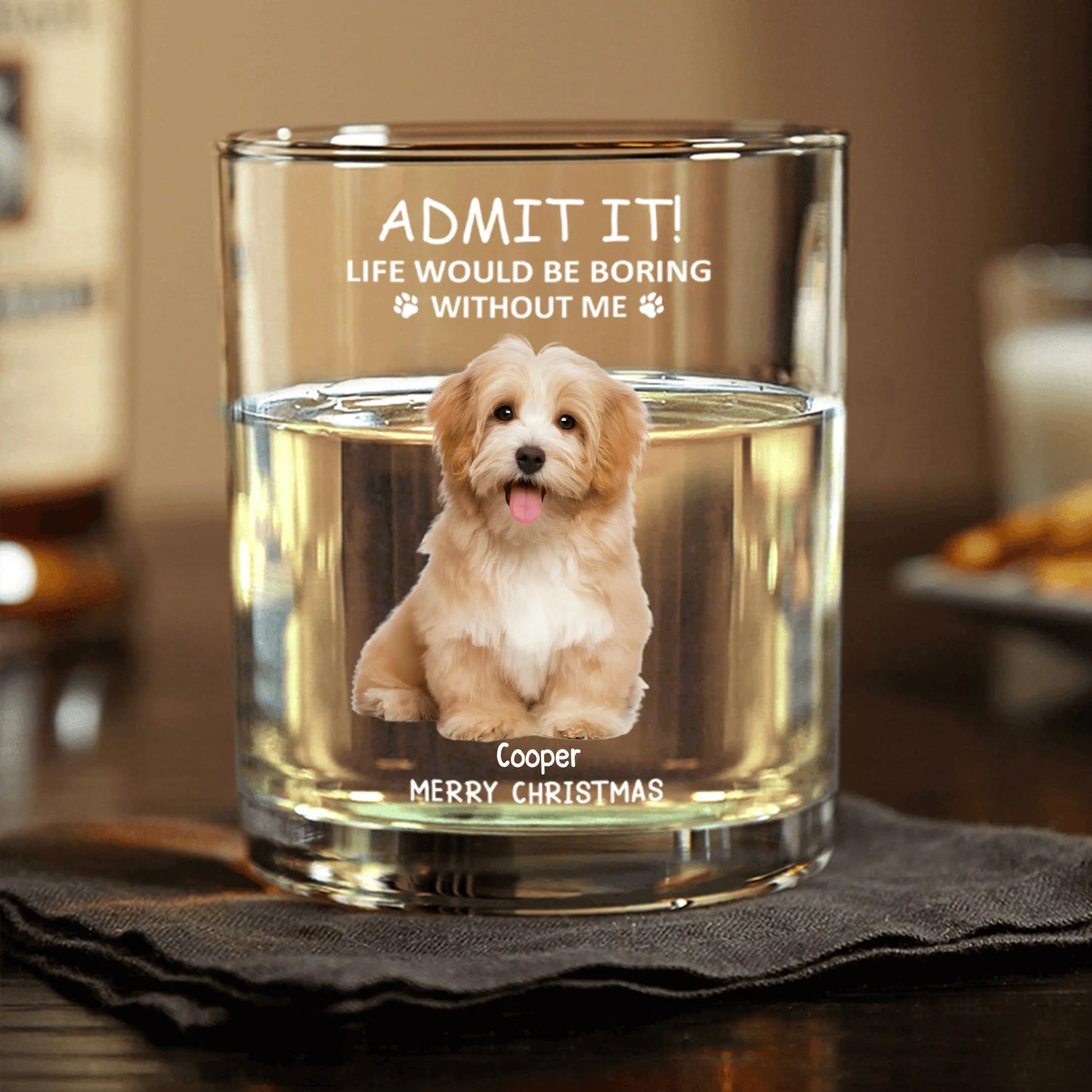 Personalized Christmas Glass Cup - Funny Pet - Themed Gift Cup