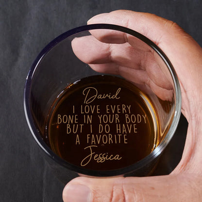 Personalized Engraved Whiskey Glass with Funny Love Quote - Unique Gift for Couple, Husband or Wife