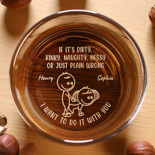 Personalized Engraved Whiskey Glass With Cheeky Couple Line Art For Date Night A Funny Unique Gift For Couples