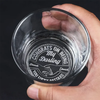Personalized Engraved Whiskey Glass Congrats On Being My Husband Funny Bar Gift, Classic Look for Him