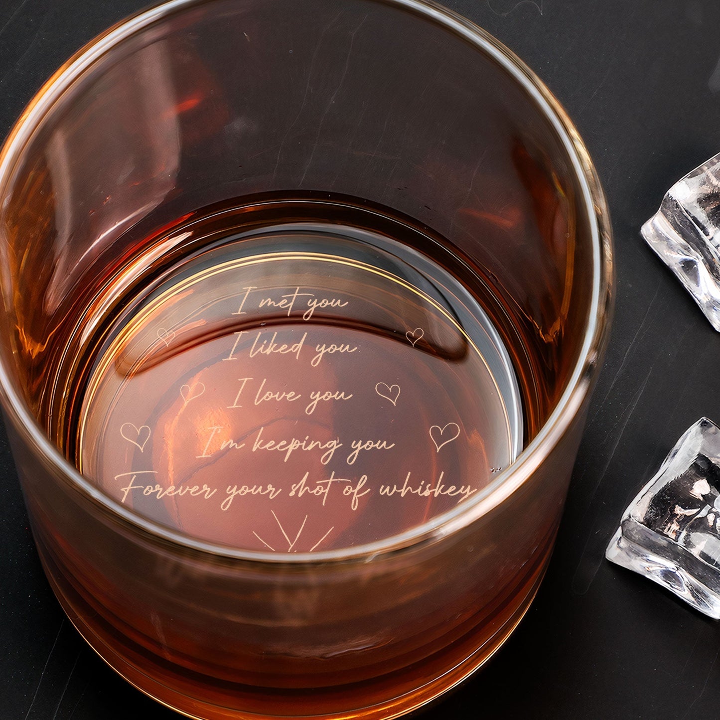 Personalized Engraved Whiskey Glass With Romantic Quote For Couples A Unique Gift With Sweet Hearts
