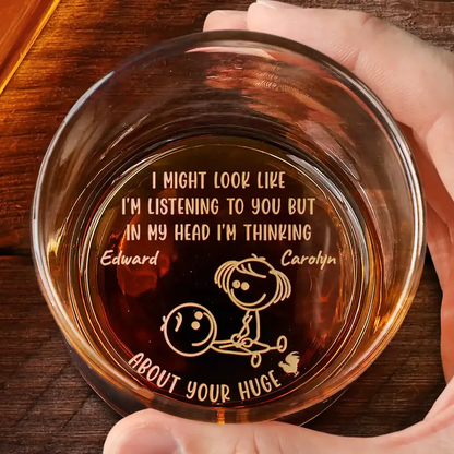 Personalized Engraved Whiskey Glass With Cheeky Couple Line Art For Date Night A Funny Unique Gift For Couples