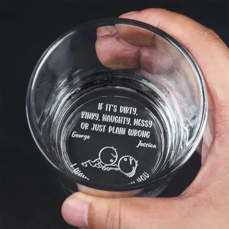 Personalized Engraved Whiskey Glass With Cheeky Couple Line Art For Date Night A Funny Unique Gift For Couples