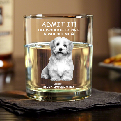 Personalized Glass Whiskey Cup – Mother’s Day Special Gift for Pet Lovers